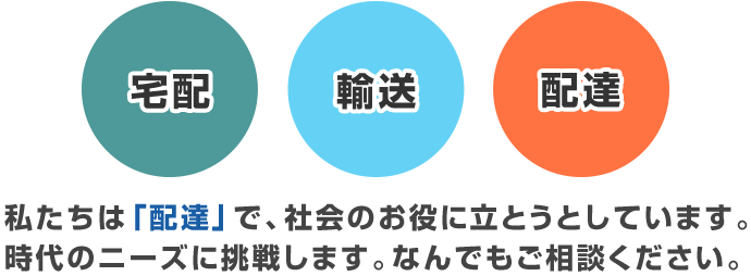 宅配・輸送・配達　私たちは配達でお役に立とうとしています